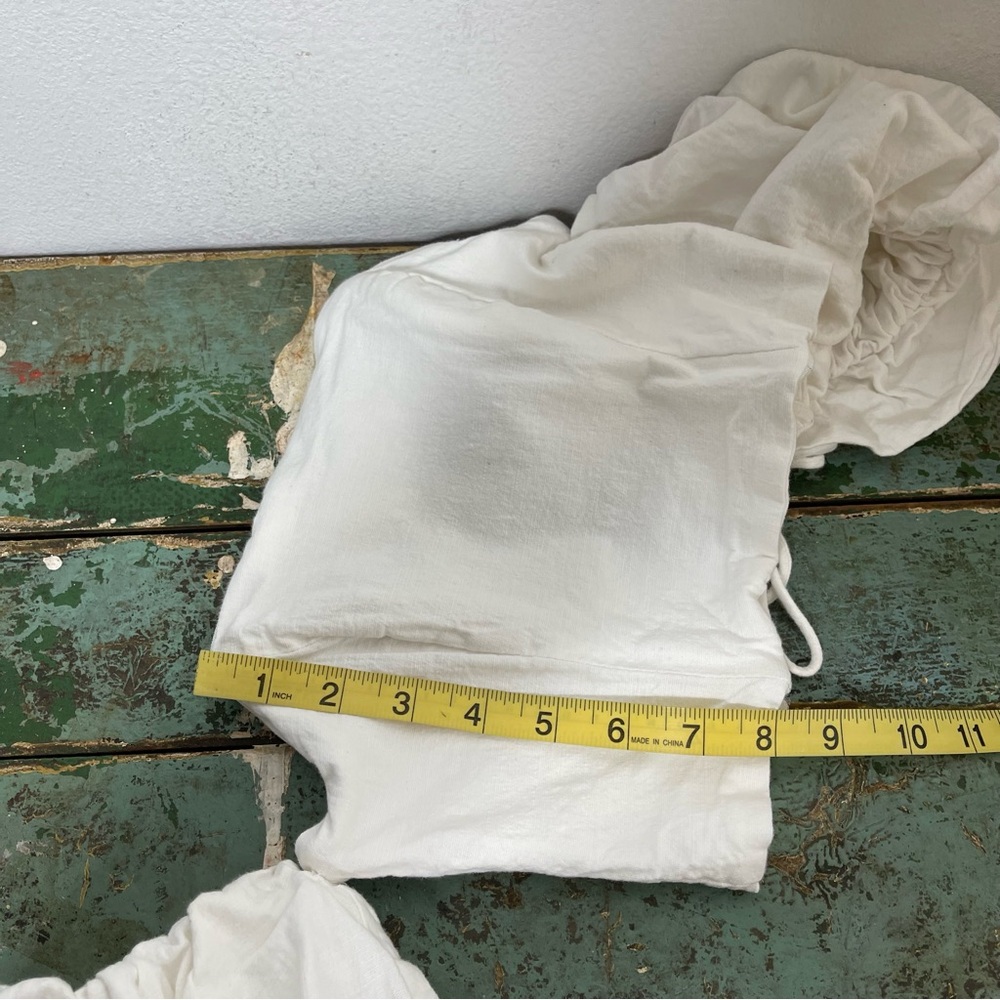 SEVEN Wonders Ivory Puff Sleeve Off Shoulder Cotton Tie Corset Crop Top Sz S - Picture 13 of 16